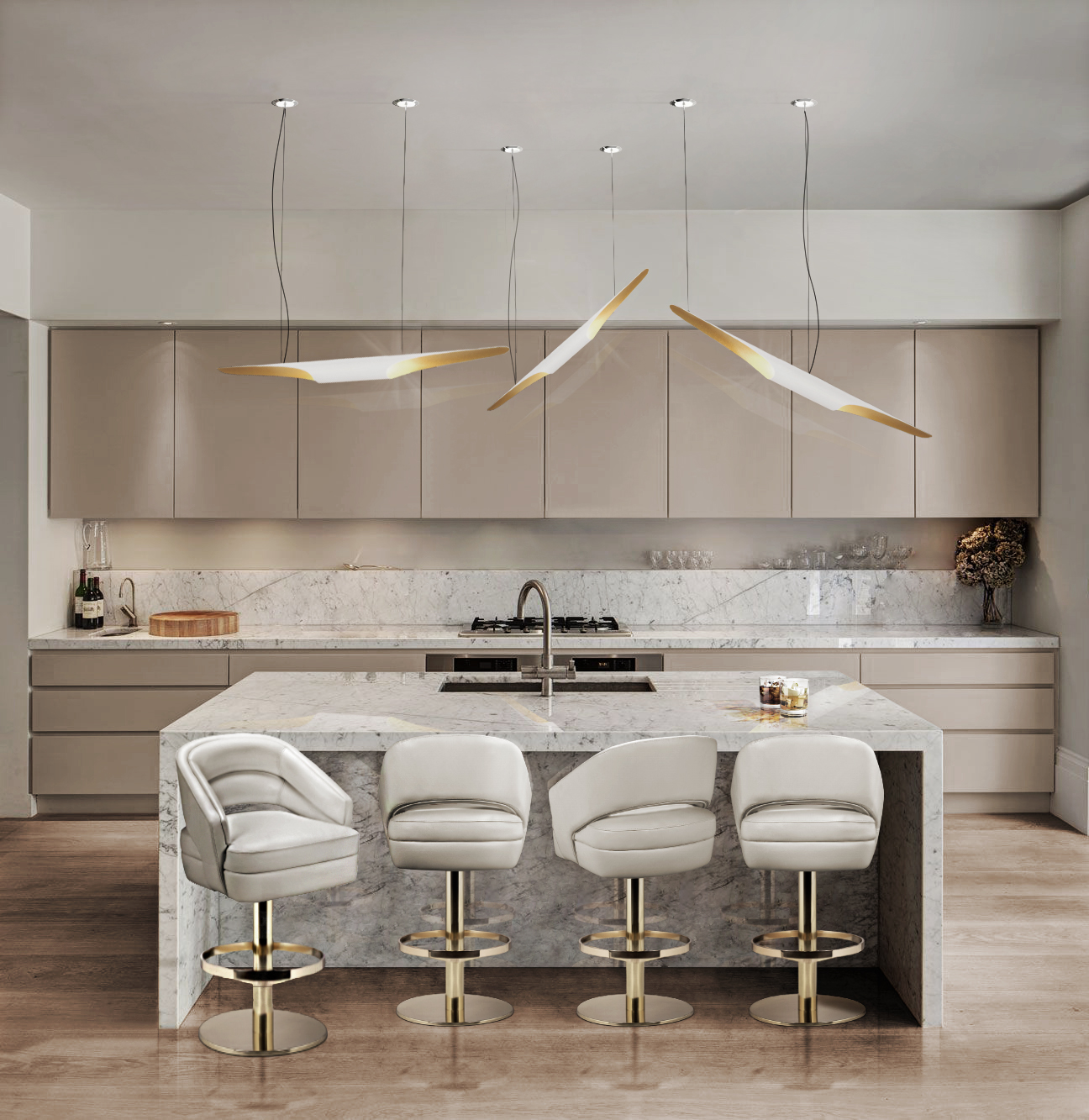 WHITE AND GOLD CLASSIC KITCHEN DESIGN