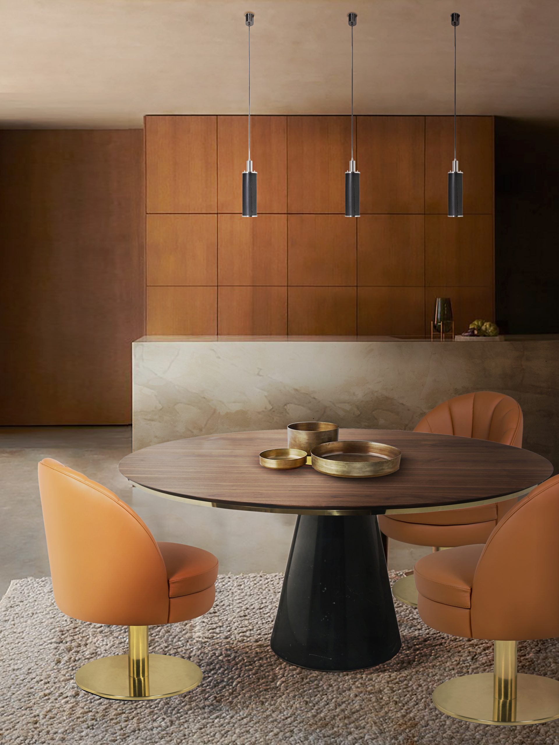 TRENDY DINING ROOM IN ORANGE