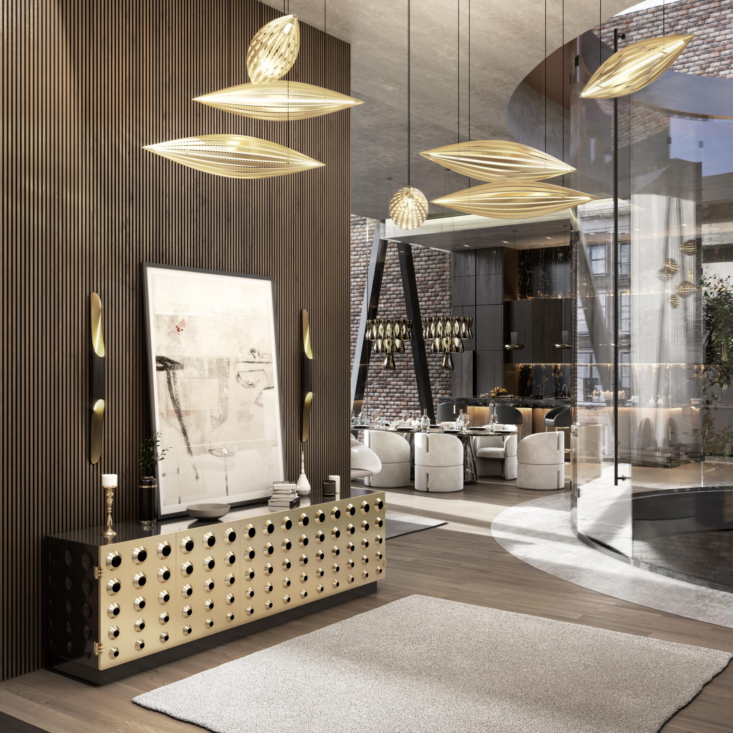 THE OPEN ENTRYWAY OF A LUXURY HOME